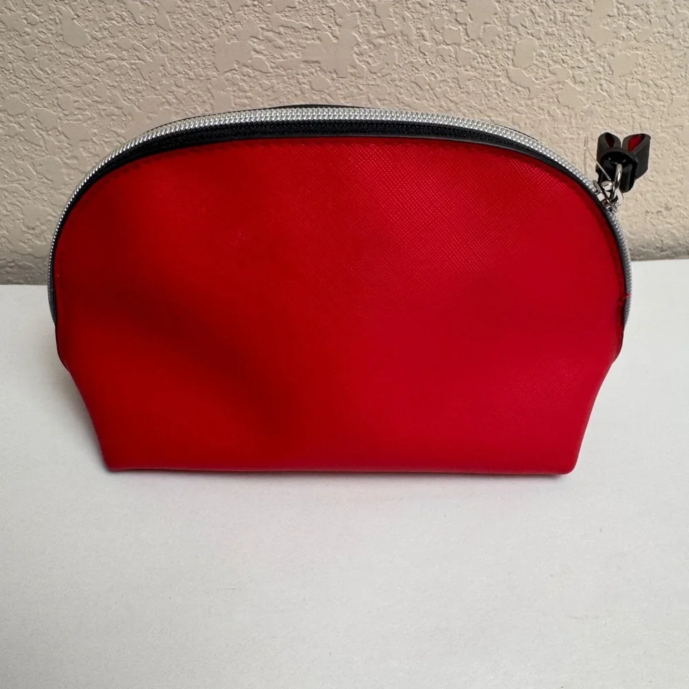 Victorias Secret Mine Cosmetic Makeup Bag Red Travel Case NWOT Zip Pouch